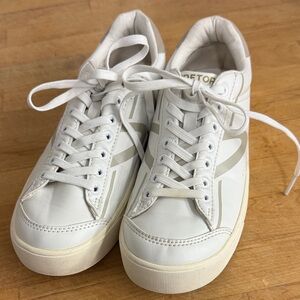 Tretorn White and Gray Leather Sneakers